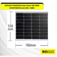 MAXSON PANEL SOLAR 18VOLT ( 20W / 30W / 40W / 50W / 60W / 70W ) TENAGA SOLAR