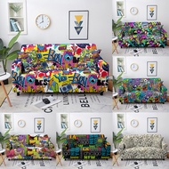 Cartoon Elastic Sofa Covers for Living Room Graffiti Print Stretch Slipcovers Couch Corner Sofa Cover L Shape Need 2pcs