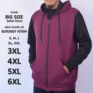 Jaket Lelaki Jumbo 2D Burgundy Black Jumbo Hoodie Jacket BIG Size S M L XL XXL 3XL 4XL 5XL 6XL