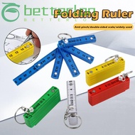 BETTER-LONTIME Folding Ruler, with Keychain 0.5m 10-Fold Plastic Ruler, Multi Functional Anti Pinch 