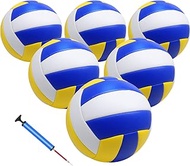 6 Pack Official Size 5 Volleyballs Volley ball inflatable with pump for womens, mens, girls, ages 8-