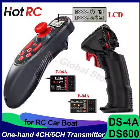 HotRC DS4A DS600 4/6 Channels One-handed Operation RC Radio Transmitter with Receiver for RC Car Boa
