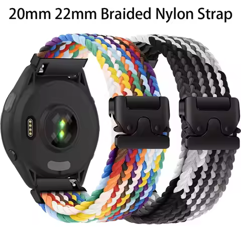 20mm 22mm Braided Nylon Strap for Garmin Forerunner 965 265 165 55 255 Music Parachute Buckle Band f