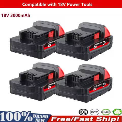 1/2/4Pack 18V 3.0Ah Rplace for M18 Battery Rechargeable Milwaukee Lithium Battery 48-11-1860 48-11-1