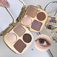 Kakashow 4-color Eyeshadow Palette Daily Use Fine Shimmer Makeup Earth-toned Eyeshadow Cosmetic G9u9