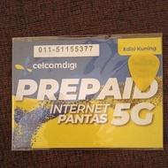 celcomdigi 011 - 5 11 55 3 77 VIP Number Prepaid 5G Self - Register Only