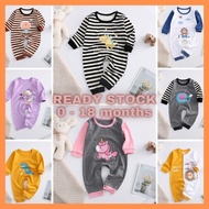(0-18M) Newborn NB baby toddler boy girl long sleeves one piece pajamas sleepsuit sleepwear baju tid