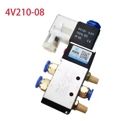 4V210-08 Pneumatic Cylinder Valve Electric Solenoid Valves 5 Way 2 Position Control Air Gas Magnetic