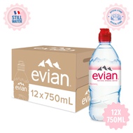 evian Natural Mineral Water Sports Cap (12 x 750ml Carton)