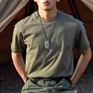 重磅T恤男纯色短袖纯色阿美咔叽圆领打底衫美式复古基本款THeavy T-shirt men's solid color short sleeve solid color Ami Khajiq2r7yf