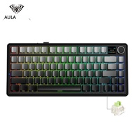 AULA F75 MAX คีย์บอร์ดสําหรับเล่นเกม 75% แบบมีสาย/บลูทูธ/2.4G Hot-Swap RGB E-sports คีย์บอร์ดหน้าจอ