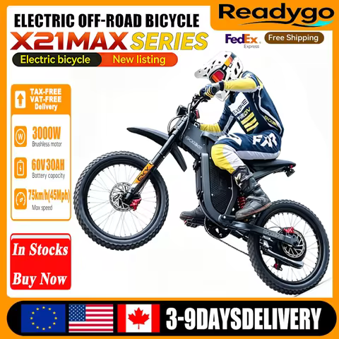 Readygo EKX X21 Max 3000W Electric Dirt Bike 60V30Ah Battery Max Speed 85km/h Brushless Motor Adult 
