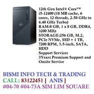Dell Inspiron Desktop 12th gen i5-12400 Ram 8GB 256 GB SSD+1 TB HDD Windows 11 3 Years Dell Original