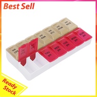 Ready Stock✿14 Grids Weekly Pill Box Plastic Medicine Dispenser Case Storage Container
