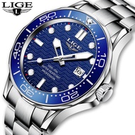 LIGE Original Watch Men Stainless Steel Waterproof Wrist Watch Calendar Jam Tangan Lelaki