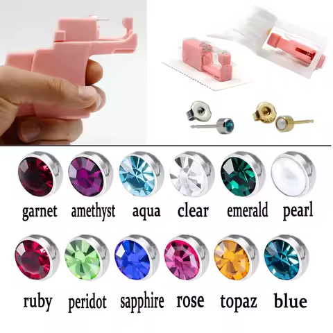 1Pc 361L Surgical Steel Mishu Ear Stud Disposable Sterile Piercing Stud With CZ Gem Set More Safe Pi