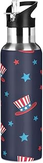 Cute Hats Red Insulated Water Bottle 32 Oz Leakproof Water Bottles, BPA-Free Sport Water Bottle Insu