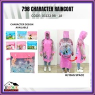 798 Character Raincoat / Children‘s Character Rainwear with Hat with Back School bag Capacity Kids R