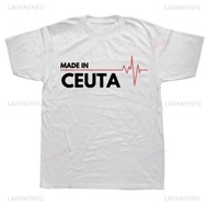 Grafik Lucu Lahir di Ceuta Sepanyol Tempat Lahir Baju-T Bercetak Gaya Streetwear Baju-T Lengan Pende