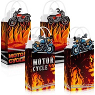 Chiisong 16 Pcs Hiasan Parti Motosikal Beg Hadiah Parti Motosikal Beg Gula-gula dengan Pemegang untu