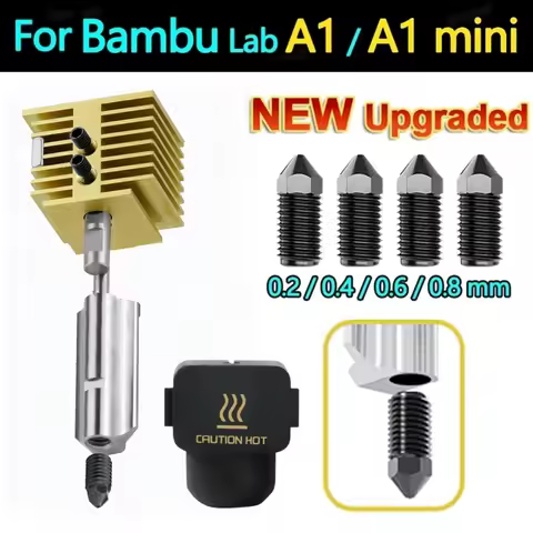 New Hotend For Bambu Lab A1 mini Assembly Hotend Kit 0.2/0.4/0.6/0.8MM Replaceable Nozzle For Bamboo