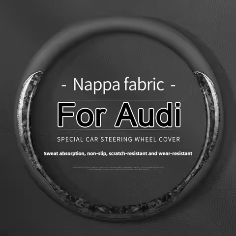 New Car Steering Wheel Cover Nappa Leather Universal 38cm Booster Cover For Audi A1 A3 8P 8L A4 A5 B