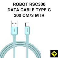 Robot RSC300 USB-C Data Cable Type C 3 Meter 3A Braided Cable Fast Charge Usb A to type c data cable