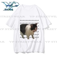 ✅24h Shipping&cod MEME  Ahh Cat Printed Casual Street-style High-quality T-shirt, Comfortable, Unise