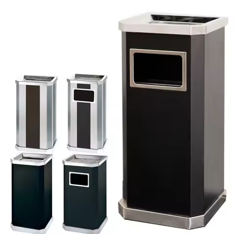 Floor Standing Ashtray With Trash Can Stainless Steel Smoking Ashtray Creative Cigarette Ashtrays
