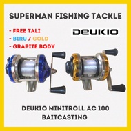 Deukio Minitroll AC100 Mini Fishing Reels Reel Casting Spinning Pancing Mesin untuk udang ikan baitcasting