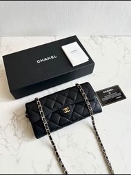 【LA LUNE】絕版古董包 Chanel黑色WOC皮革包 側背包 斜背包 中古二手包 長夾