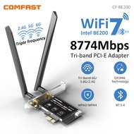 Comfast WiFi 7 Intel BE200 8774Mbps PCI-E Network Card 2.4G&5G&6GHz Tri-band BE200NGW Chip 802.11be 