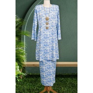 KA311 Baju Kurung Riau-Pahang - English Cotton Bunga Biru