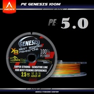 BENANG PANCING SENAR PANCING PE DURAKING GENESIS X8 100M MULTICOLOR CONNECTING