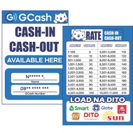 Gcash Cash-In Cash-Out LOAD NA DITO (A4 Size Laminated)