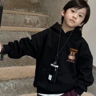 Áo Hoodie Nỉ Bé Trai CONXINH Hình In chữ LABUBU NÂU Thời Trang Thu Đông Cho Bé Từ 14kg Đến 48kg