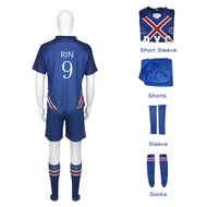 เสื้อยืดชุดฟุตบอลลาย Bastard Munchen Blue Lock Jersey Isagi Yoichi Bachira Meguru เสื้อยืดถุงเท้าสั้