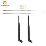 2 x 6dBi 2.4GHz 5GHz Dual Band WiFi RP-SMA Antenna + 2 x 35cm U.fl / IPEX Cable