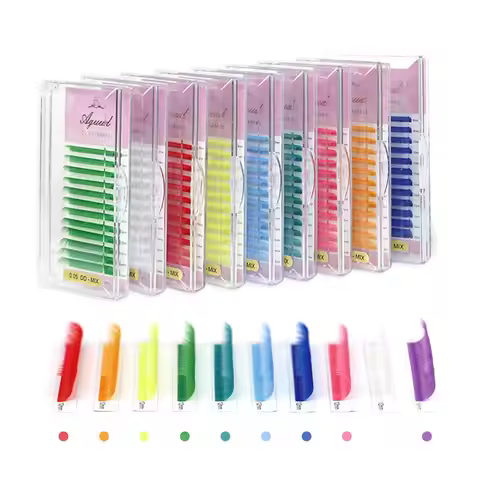 C CC D DD Color Eyelash Purple Blue Green Red White Pink Yellow Brown Flu Individual Eyelash Color F
