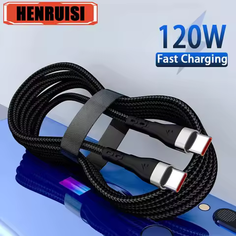 120W 6A PD Type C Fast Charging Cable Type C To Type C Cable For iphone Samsung Xiaomi POCO USB Type