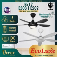 Ecoluxe Fan E503 56" E502 Baby Fan 42" E512 Baby Fan 6 Speed + Reverse DC Motor Remote Control Ceili