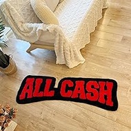 All Cash Rug, Black & Red Custom Funky Rug, Non-Slip Extra Soft Cool Area Rugs for Bedroom, Bathroom