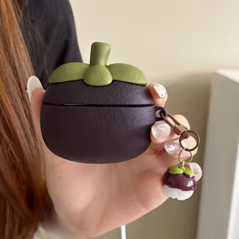 Cute 3D Mangkhut Silicone Wireless Earphone Protective Case Mangosteen Cover For Apple Airpods Pro 2