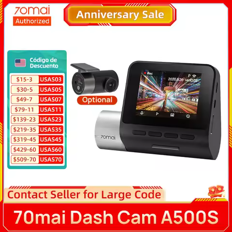 70mai A500S Dash Cam Pro Plus+ 1944P 140FOV 70mai Car DVR Support Rear Cam WIFI Built-in GPS ADAS 24