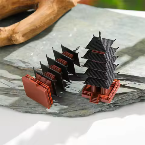 Mini Pagoda Statue Ancient Building Model Zen Garden Bonsai Aquarium Decor