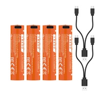 Yonii 18650 ถ่านชาร์จ Li-ion 2600mAh 3.7V ขนาด 18650 เหมาะสำหรับ Type-C ชาร์จ(ฟรี 1 to 2 สายเคเบิล)5