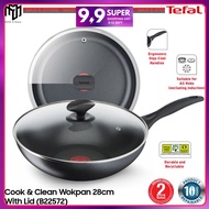 Tefal Cook & Clean Wok Pan 28cm Black With Lid (B22572)