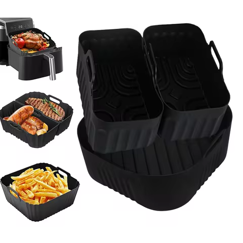 Silicone Mold for Air Fryer 20-23cm for Cosori 4.7L-6.4L, Cecotec 5L-6L Reusable Square Air Fryer Ac