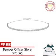 BAMOER 925เงินสเตอร์ลิงสร้อยคอมรกตหรูหราย้อนยุคสร้อยคอห่วงโซ่เงินถักสำหรับผู้หญิงของขวัญวันเกิด BSA0