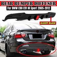 Rear Lip Chin Spoiler Bumper Body Kits w/ Led Brake Light For BMW E90 E91 M Sport 2005-2012 Rear Bumper Splitter Diffuse